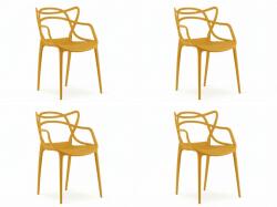  Set 4 scaune din plastic KATO, mustar