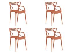  Set 4 scaune din plastic KATO, teracota
