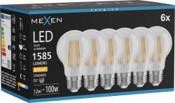 Mexen Vintis 6x LED filament izzó E27, A60, 12W, Meleg - 2700K, 1585 lm, átlátszó - L150-E27-1227-00x06 (L150-E27-1227-00x06)