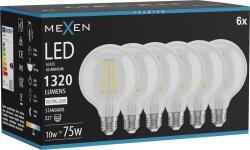 Mexen Vintis 6x LED szálas izzó E27, G95, 10W, Semleges - 4000K, 1320 lm, átlátszó - L157-E27-1040-00x06 (L157-E27-1040-00x06)