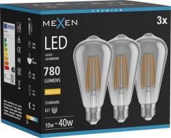 Mexen Vintis 3x LED filament izzó E27, ST64, 10W, Meleg - 2700K, 780 lm, füstszínű - L152-E27-1027-70x03 (L152-E27-1027-70x03)