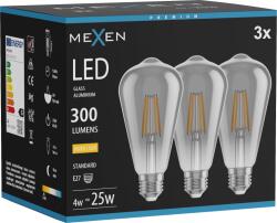 Mexen Vintis 3x LED filament izzó E27, ST64, 4W, Meleg - 2700K, 300 lm, füstös - L152-E27-0427-70x03 (L152-E27-0427-70x03)