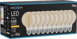 Mexen Vintis 10x LED spirál izzó E27, G80, 6W, Meleg - 2200K, 530 lm, borostyán - L165-E27-0622-50x10 (L165-E27-0622-50x10)