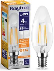 BRAYTRON Bec Filament lumanare 4W E14 lumina calda Braytron (BA36-00410)
