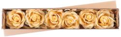 MagicHome Set 6 trandafiri decorativi aurii cu tulpina, MagicHome, 10 cm (8090532)