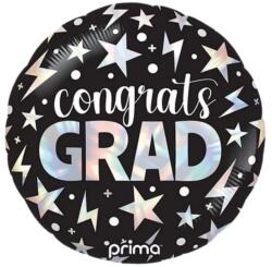  45 cm-es Congrats Grad Holographic Stars & Lightning Bolts Fólia Lufi Ballagásra (pm016118)
