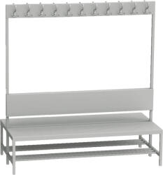  LAV_15_V2 kétoldalas háttámlás öltözőpad cipőtartóval (150 cm, 22 fogas)