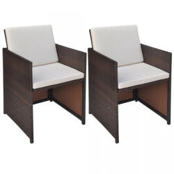 vidaXL Scaune de masă 2 buc, maro, 52 x 56 x 85 cm, poliratan (42560)