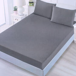 TifanTEX Cearșaf din bumbac pentru pat 180x200+25 cm gri închis (6129H4)