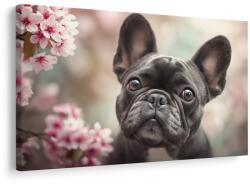 Dovido Tablou bulldog drăguț printre flori - 40x30