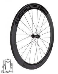 FORCE Team SP Carbon Disc 55 28" első kerék, 12x100 mm, CenterLock, galusko