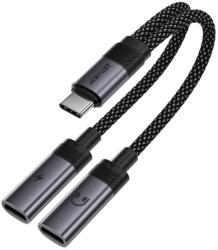 ACEFAST - Adapter (J14) - USB-C 2x USB-C-re, 60W Gyors Töltés, Hi-Fi Audio, Alumínium Ötvözet, Plug & Play - Fekete