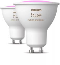 Philips Pachet 2 becuri LED RGBW inteligente Philips Hue, Bluetooth, Zigbee, GU10, 4.2W, 400 lm, lumina ambianta alba si color, Clasa energetica E (8720169229815)