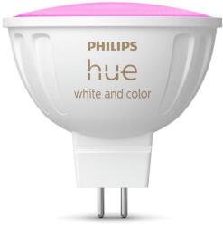 Philips Bec LED RGB inteligent Philips Hue MR16, Bluetooth/Zigbee, tip spot, GU5.3, 12V, 6.3W, 400 lm, lumina alba si colorata (2000-6500K), clasa energetica G (8719514491403)