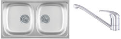 Luna Flex 2D 90 Kétmedencés Inox Mosogató és Gamma Alfa Konyhai Csaptelep Szett (123781-BAAZO-CH)