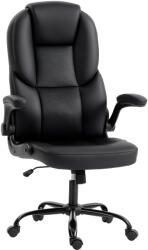 HomCom Scaun de Birou Rotativ, Funcție de Balansare, Suporturi Rabatabile pentru Brațe, Spătar Înalt, Înălțime Reglabilă, Negru | Aosom Romania (921-962V00BK)