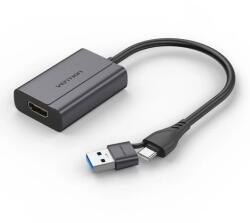 Vention Конвертор Vention ACYHB, от USB-C/A(м) към HDMI(ж), черен, FHD@60Hz (ACYHB)