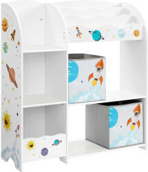 Brius Organizator jucarii carti copii 2 cutii depozitare mdf, 93x30x100 cm, multifunctional, alb (EZ-GKR42WT)