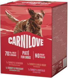 CARNILOVE 4x300g Carnilove Dog pástétom pulyka-mix 4 változattal tasakos nedves nedves kutyatáp