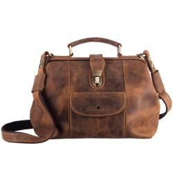 Greenburry Geanta umar dama piele naturala maro antichizat (1584-M-25) 30 x 24 cm, Vintage, Greenburry