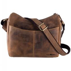 Greenburry Geanta umar dama piele naturala maro antichizat 30 x 24 cm, Vintage, Greenburry