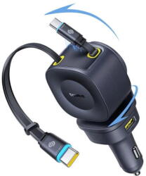 Baseus PrimeTrip VR2 Max, Quick Charge 100W, 1 x USB, 1 x USB Type-C, cablu integrat retractabil 2 x USB Type-C pt. bricheta auto, negru (C0206600)