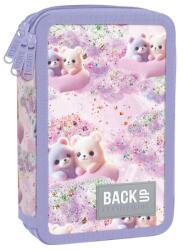 DERFORM BackUp háromrekeszes, emeletes tolltartó lányoknak, felszereléssel, felhőmacik