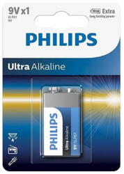 Philips Ultra Alkaline 9V 6LR61 elem (Phil-6LR61E1B/10)
