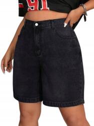 Shein Fekete Egyenes Szárú Női Farmer Rövidnadrág Plus Size 52 1EF