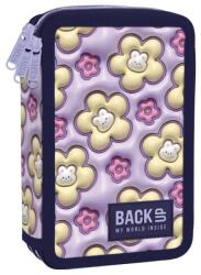 DERFORM Penar cu trei compartimente, echipat cu rechizite model Bunny Bloom Flori 3D - BackUp, Penar