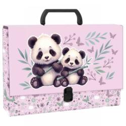 DERFORM Mapă din carton laminat cu mâner, închidere cu clemă, A4, model Panda - Derform, 10 cm