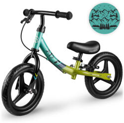  Kétkerekű futóbicikli, Ricokids Fun Adventure, zöld, acél váz, EVA hab kerekek 29 cm, állítható ülésmagasság 32-42 cm, hátsó fék, ultrakönnyű (TE760802)