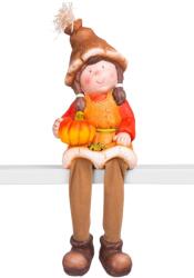 MagicHome Vianoce Decoratiune gradina fetita cu dovleac, ceramica, 17x16, 5x32 cm (8090874)