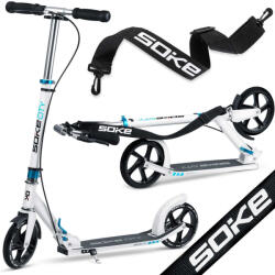  Klasszikus roller, SOKE City, fehér, összecsukható, 20 cm 88A PU kerekek, ABEC-9 csapágy, kézi és lábfék, állítható magasság, maximum 100 kg - kreativjatek