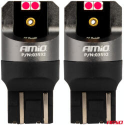 AMiO Set bec LED 7443 W21/5W rosu CANBUS Pro 12/24V cu 4x3030 SMD (AM03592)