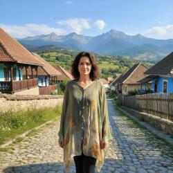 Ie traditionala Bluza dama vaporoasa din voal imprimat