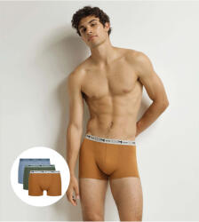 DIM GOTS COTTON STRETCH BOXER 3x - Мъжки боксерки от биологичен памук 3 бр. - оранжево - тъмнозелено - светлокафяво DIM | Kafyav | МЪЖЕ | M