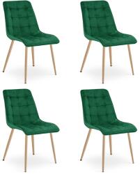 FDY Set 4 Scaune Bucatarie/Dining Spirit Catifea Verde, Picioare Metalice, Finisaj Lemn