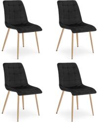 FDY Set 4 Scaune Bucatarie/Dining Spirit Catifea Negru, Picioare Metalice, Finisaj Lemn