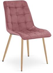 FDY Scaun Bucatarie/Dining Spirit Catifea Roz, Picioare Metalice, Finisaj Lemn