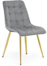 FDY Scaun Bucatarie/Dining Spirit Catifea Gri Deschis, Picioare Metalice, Finisaj Auriu