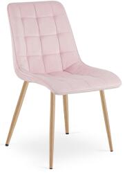 FDY Scaun Bucatarie/Dining Spirit Catifea Roz Deschis, Picioare Metalice, Finisaj Lemn