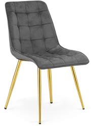FDY Scaun Bucatarie/Dining Spirit Catifea Gri Inchis, Picioare Metalice, Finisaj Auriu