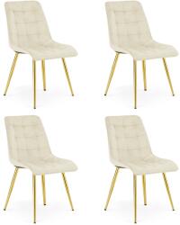 FDY Set 4 Scaune Bucatarie/Dining Spirit Catifea Bej, Picioare Metalice, Finisaj Auriu