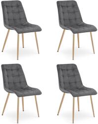 FDY Set 4 Scaune Bucatarie/Dining Spirit Catifea Gri Inchis, Picioare Metalice, Finisaj Lemn