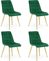 FDY Set 4 Scaune Bucatarie/Dining Spirit Catifea Verde, Picioare Metalice, Finisaj Auriu