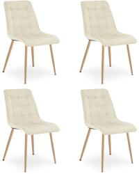 FDY Set 4 Scaune Bucatarie/Dining Spirit Catifea Bej, Picioare Metalice, Finisaj Lemn