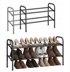 4CONVY Cipősszekrény Fém polc Fém állvány Kihúzható könyvespolc (shoerack_expandable_23x58-83x42_black)