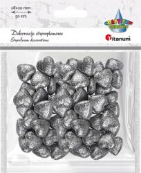Titanum Hungarocell dekoráció Csillámos szívek ezüst 18x20 mm 50 db Titanum (TI649775-65054)