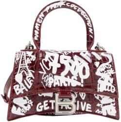 Balenciaga Női kézitáska Balenciaga Hourglass Graffit bordó kicsi (592833)